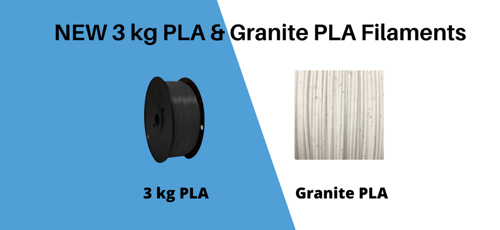 New Print Your Mind 3D Filaments - 3kg PLA and Granite PLA Filament